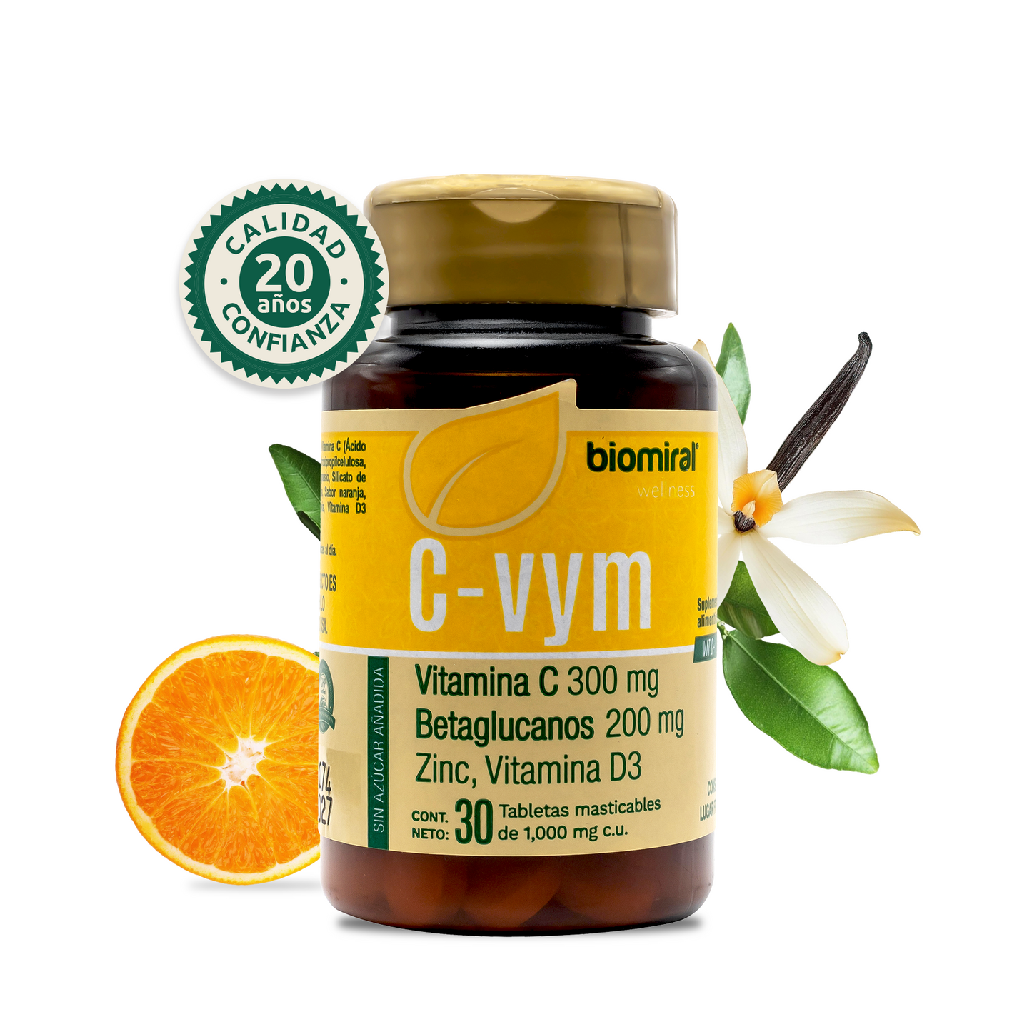 C-VYM 30 Tabletas | Vitamina C, Betaglucanos, Zinc, D3 y Complejo B