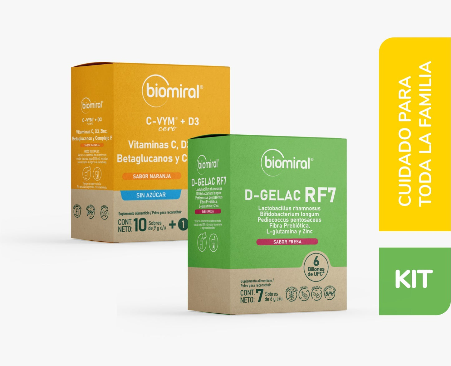 Kit Cuidado Familiar - D-GELAC RF7 + C-VYM Cero Azúcar