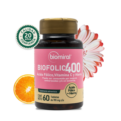 Biofolic | Ácido fólico 400 mcg + Hierro y Vitamina C