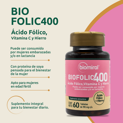 Biofolic | Ácido fólico 400 mcg + Hierro y Vitamina C