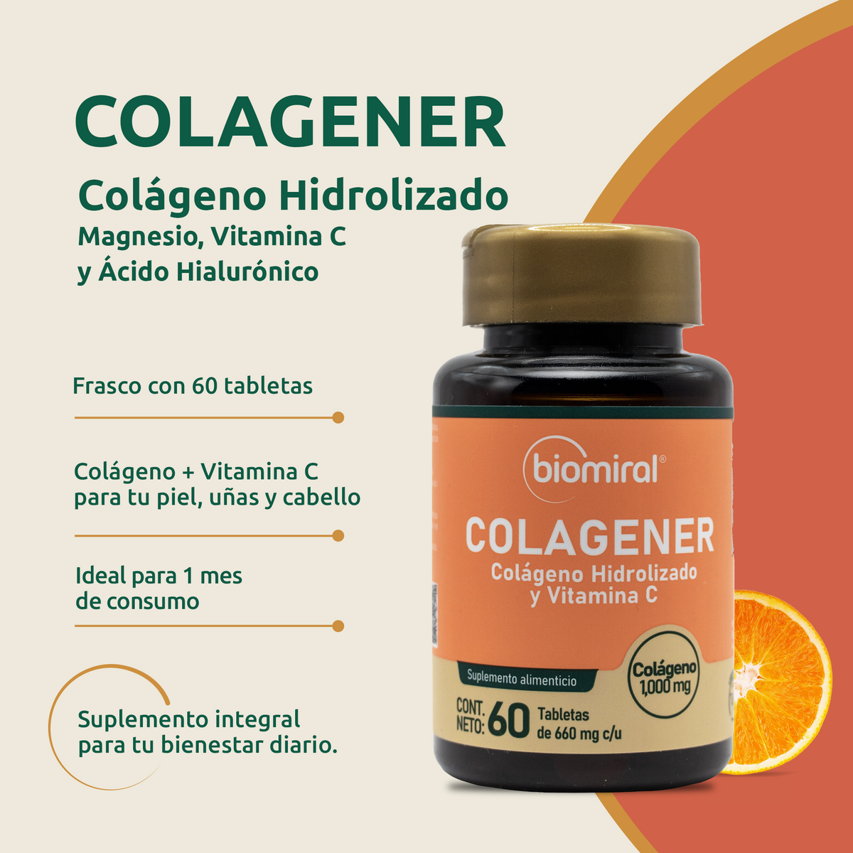 Colagener Tabletas | Colágeno hidrolizado + Vitamina C