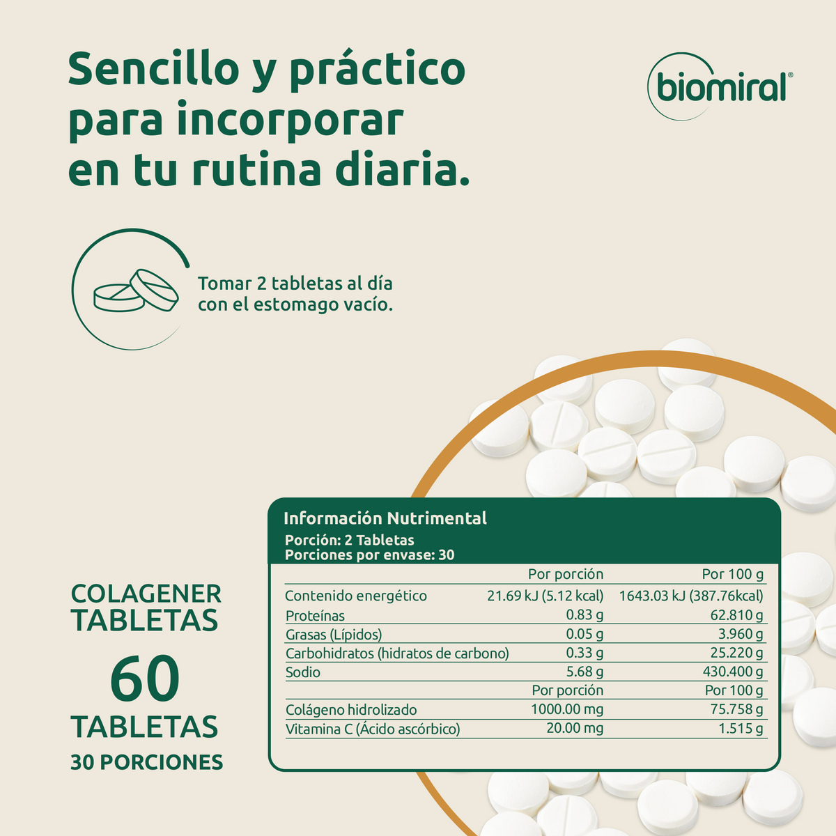 Colagener Tabletas | Colágeno hidrolizado + Vitamina C
