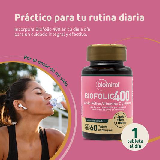 Biofolic | Ácido fólico 400 mcg + Hierro y Vitamina C