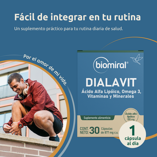 DIALAVIT | Ácido Alfa Lipoico, Omega 3, Vitaminas y Minerales