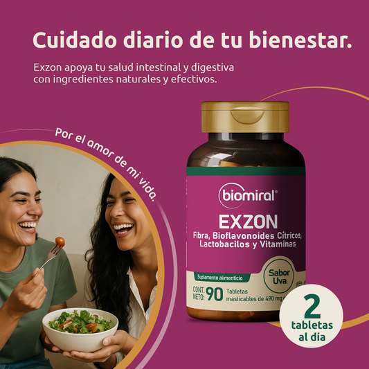 Exzon | Bioflavonoides cítricos, fibra y probióticos | Sabor uva