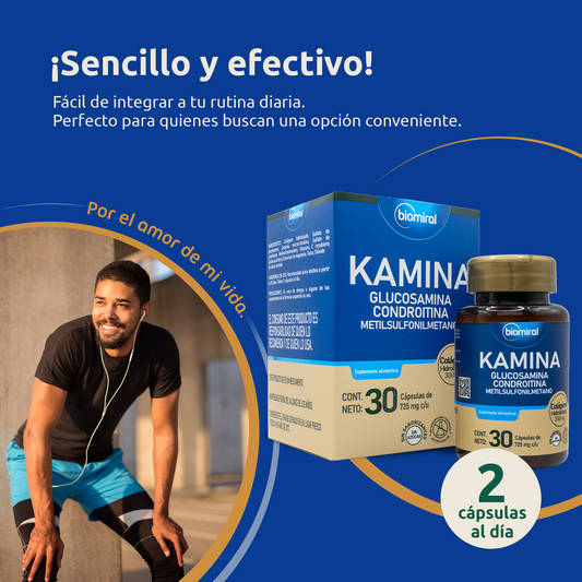 Kamina Biomiral | Glucosamina, Condroitina, MSM y Colágeno