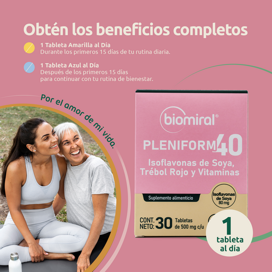 Pleniform 40 | Isoflavonas de soya, trébol rojo, vitaminas y minerales
